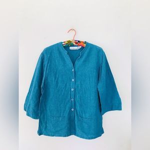 Vintage cotton and linen blend cardigan top